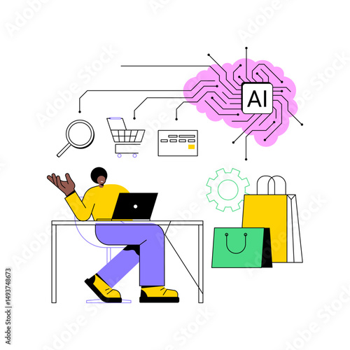 AI-Enhanced Customer Journey Tracking abstract concept vector illustration.