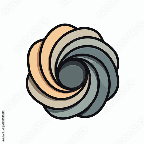 Abstract Swirling Petal Design with Muted Colors, Circular Pattern, and Dynamic Movement Illustration