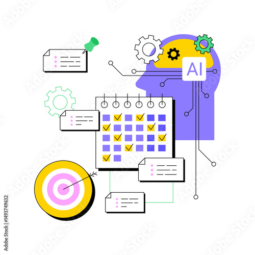 AI-Driven Editorial Calendar Management abstract concept vector illustration.
