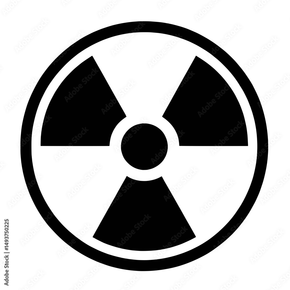 Fototapeta premium Nuclear radiation hazard symbol, isolated black on transparent background 