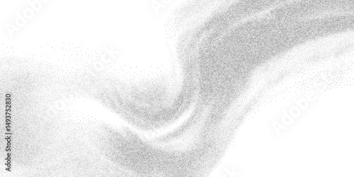 Curved grain swirl in particle gradient and stipple fade. Vector illustration of fluid monochrome spray motion