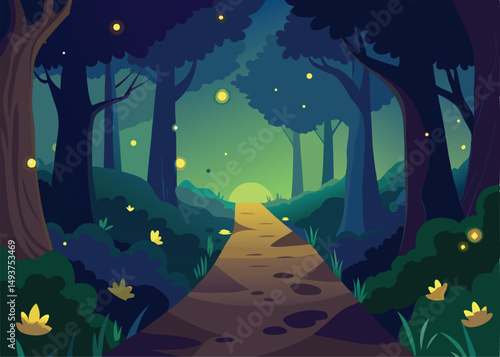 fog creeping through pine forest