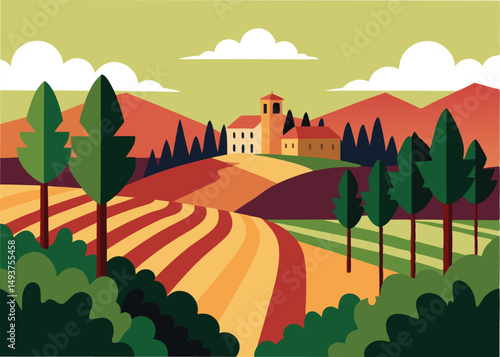 lush vineyard in rustic harvest season