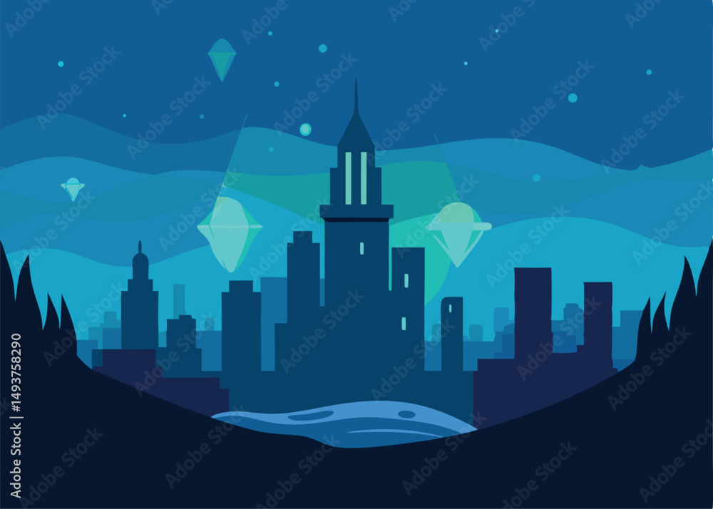 Fototapeta premium sunset cliff castle in epic medieval style