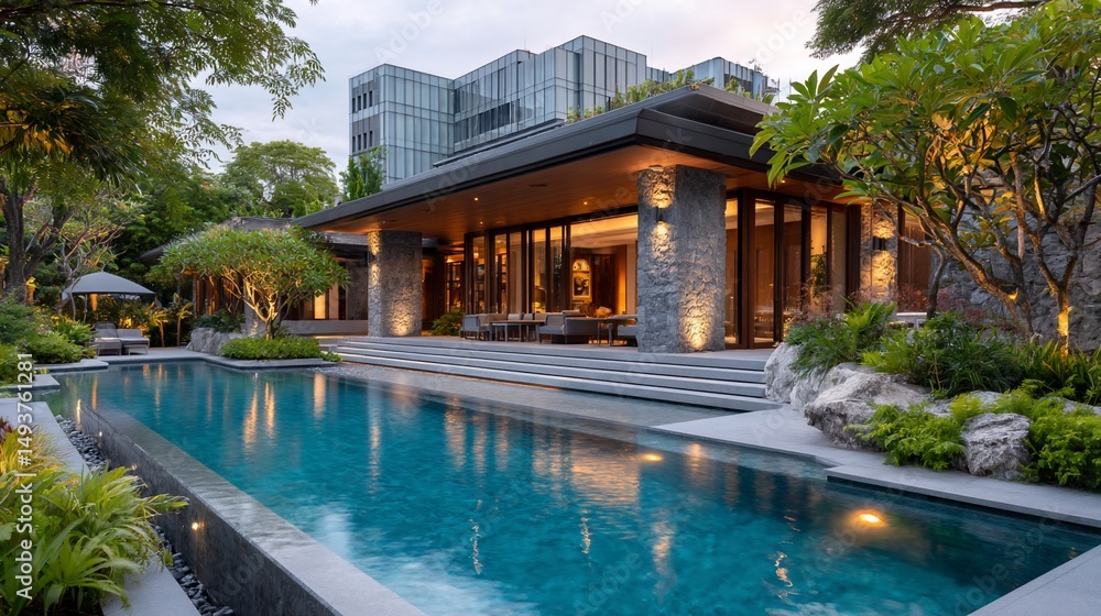 custom made wallpaper toronto digitalSerene villa with pool reflecting contemporary elegance
