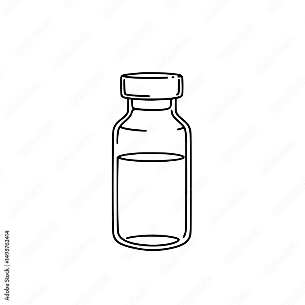 Outline of a glass bottle with liquid in a minimalist style, contour icon Outline of a glass bottle with liquid in a minimalist style, contour icon