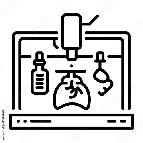 A line style icon of bioprinting lab