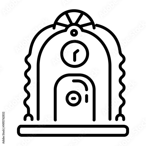 A linear icon showing science fiction time machine