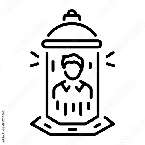 A linear icon depicting teleportation technology 