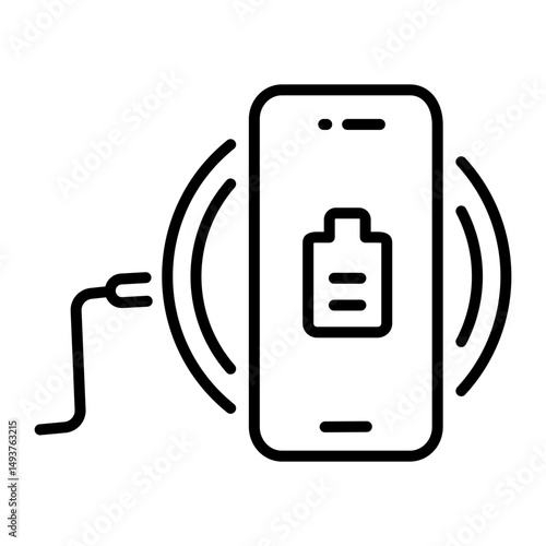 A linear style icon of wireless charging pad device
