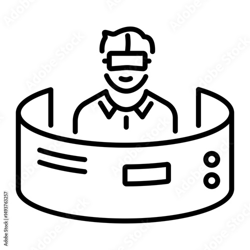 A line style icon of immersive virtual reality headset