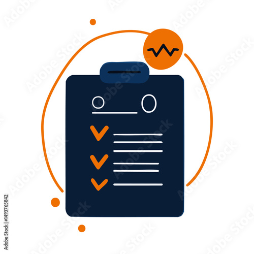 Depiction of healthy lifestyle checklist dark blue silhouette with an orange accent detail health wellness vector
