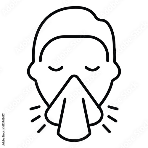 Sneezing Vector Icon for Health Awareness Campaigns