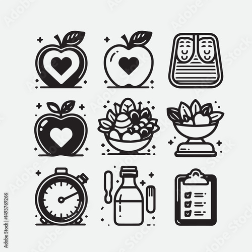 Veterinary icon set. Contains such icons as pets, medical history, health care, vet, vaccines, test, dental care, antiparasitic, diagnosis, x ray, veterinary clinic and more. Vector illustration