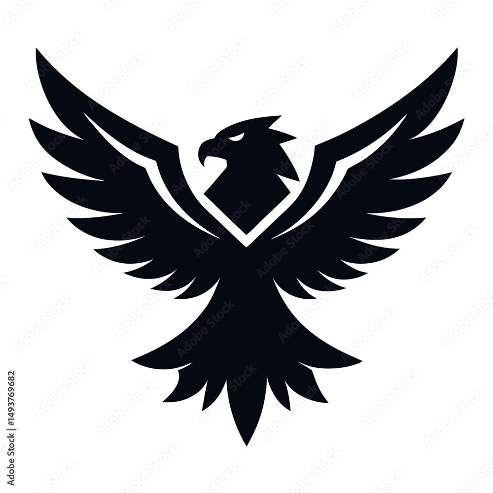 Fototapeta premium eagle shield with wings silhouette icon vector isolated on white background