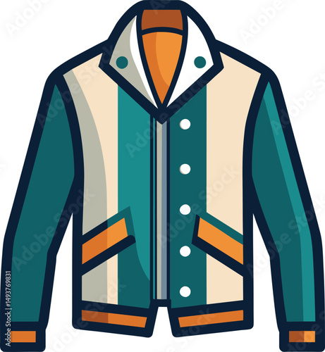 Retro Varsity Jacket Design Fashion Apparel