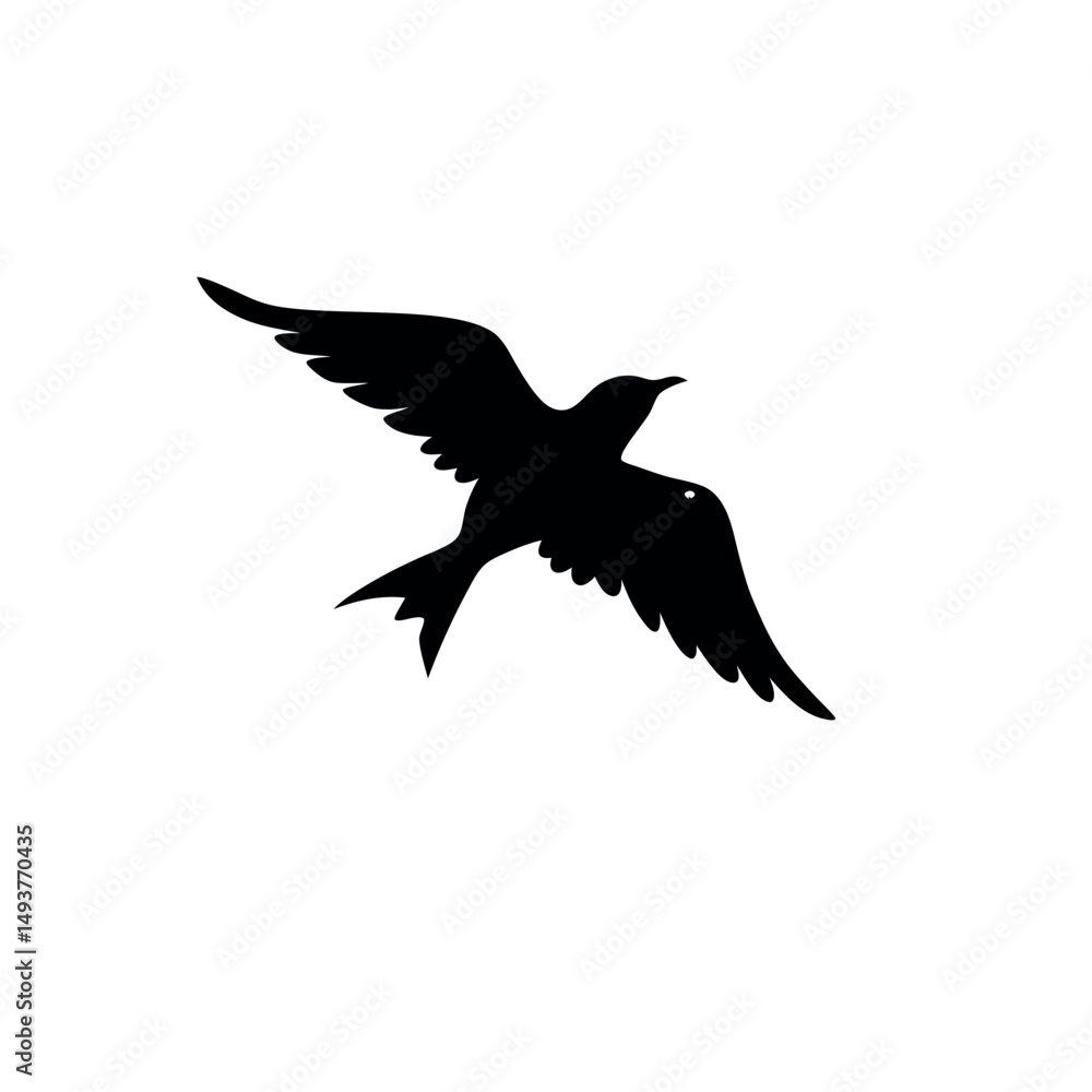 Fototapeta premium black silhouette of a bird on white background