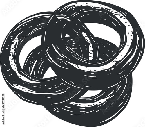 Closeup illustration of two twisted salted pretzels isolated on a white background