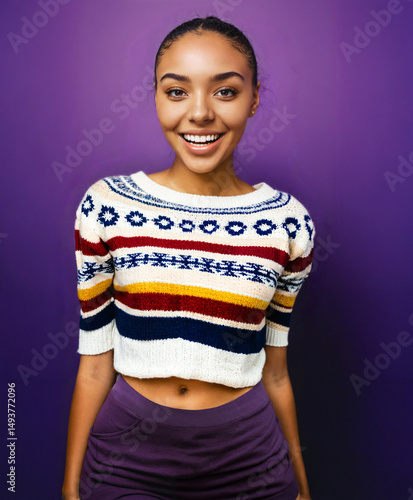 smiling woman, age 30, wear...