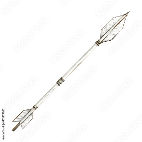 Sleek Arrow with Modern Accents in Pearlescent White Isolated on Transparent Background