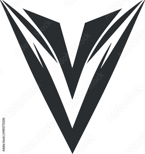 Abstract black and white sharp triangular geometric logo design symbol for branding or graphic use
