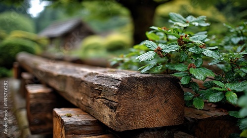 Wallpaper Mural Weathered wooden structure amidst lush foliage Torontodigital.ca