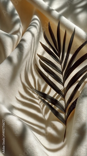 Delicate Leaves Casting Shadows on Soft Fabric During Midday Light