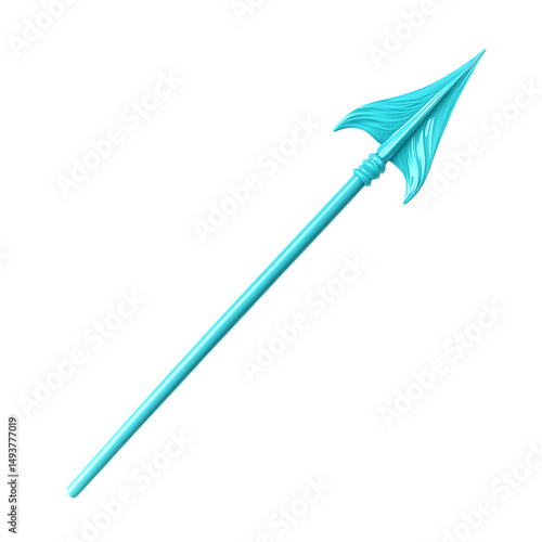 Modern Arrow with Dynamic Curves in Turquoise Color Isolated on Transparent Background
