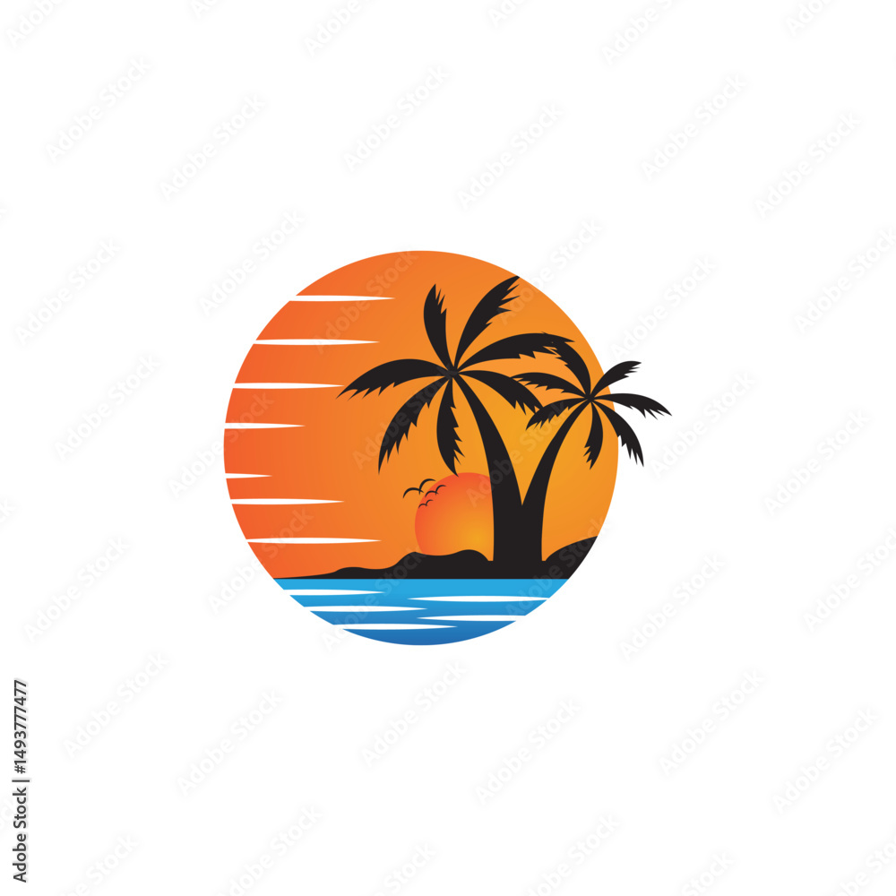 Obraz premium palm tree summer logo and vector template