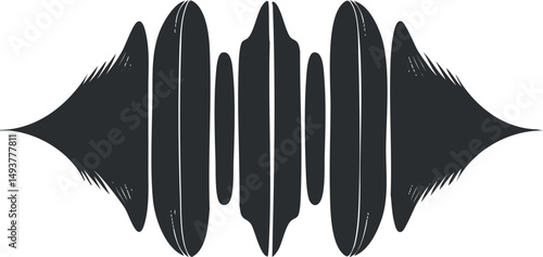Abstract black soundwave waveform design representing audio signal or music frequency visualization
