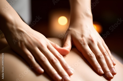 Wallpaper Mural Hands gently massaging shoulders or back in dimly lit tranquil spa room Torontodigital.ca