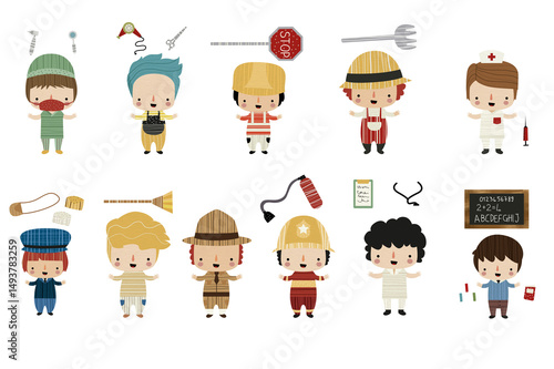 Community helpers watercolor clip art