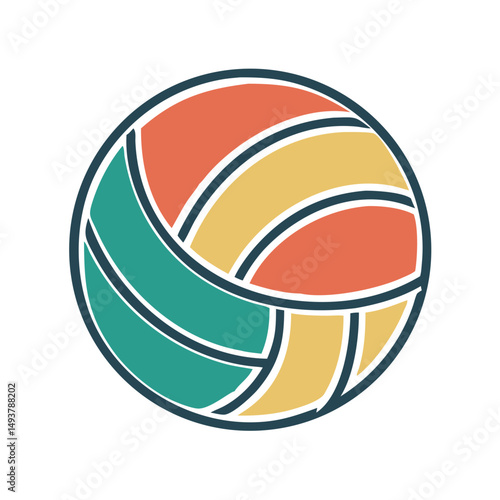 Colorful volleyball design with abstract pattern and shapes  