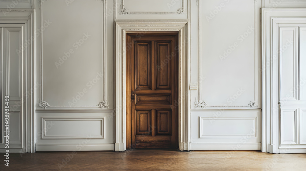 A classic wooden door frames an e D6D72 A classic wooden door frames an e D6D72