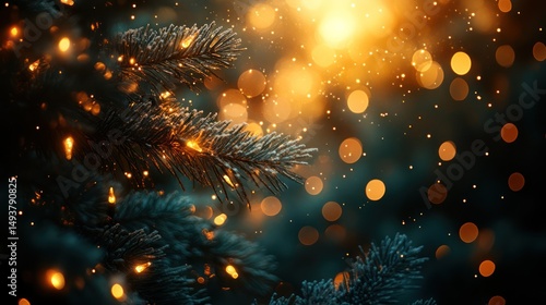 Wallpaper Mural christmas tree with lights Torontodigital.ca