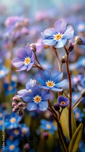 Beautiful Blue Flowers Blooming in a Vibrant Garden During Springtime