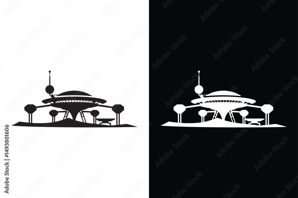Obraz premium Spaceport icon vector on White Background ,Vector Art Illustration on white background.