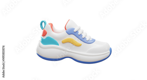 3D Rendering of a Colorful Running Shoe Training Fitness Exercise Gym Equipment Active Lifestyle 100