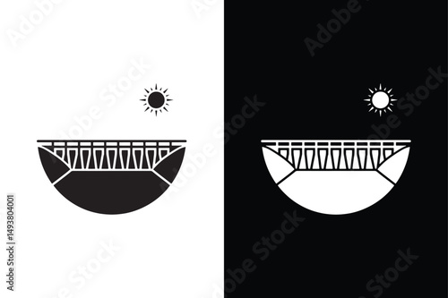 Dam icon vector on White Background ,Vector Art Illustration on white background.
