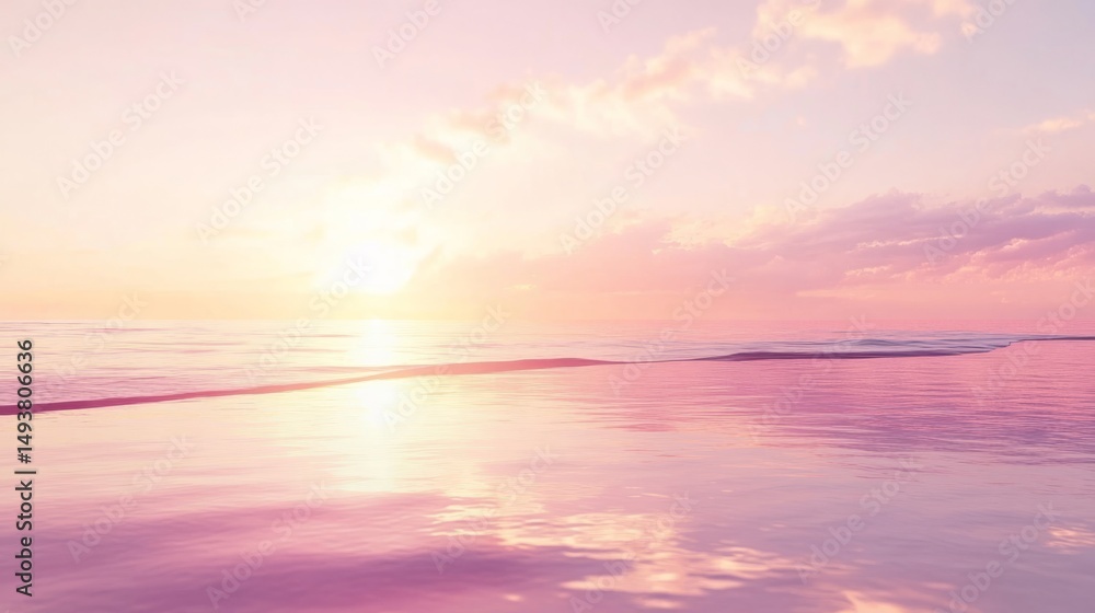 Naklejka premium Stunning sunset over the ocean with colorful clouds reflecting on the water surface