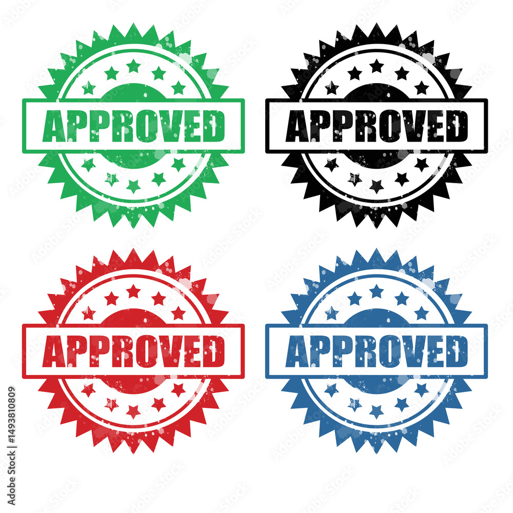 Obraz premium set of approved stamp with grunge effect on transparent background | set of stamps | set of grunge stamps