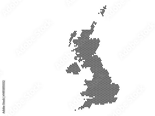 Hexagonal Grid map of United Kingdom Large