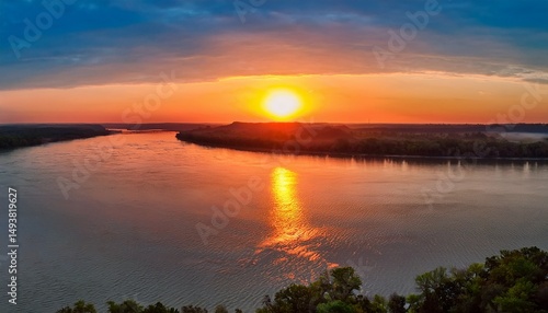 sunset over the mississippi river near portage des sioux missouri