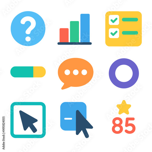 Digital communication flat icons set. messaging and internet symbols for ui design