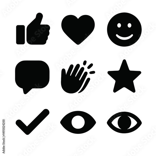 Social media and communication icons set. silhouette style symbols for chat and interaction