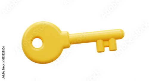Unlock your potential A 3D golden key illustration for access security design and success symbol