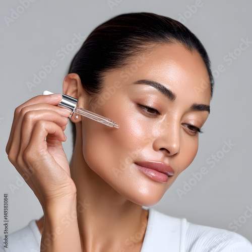Woman applying facial serum (2)