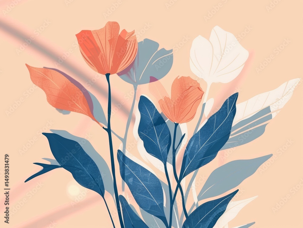 Gentle Botanical Shapes with Light Overlay Gentle Botanical Shapes with Light Overlay