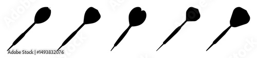 Dart silhouette icons-Collection of black silhouette icons of darts, flat vector illustrations representing dart game equipment for sports and leisure activities.