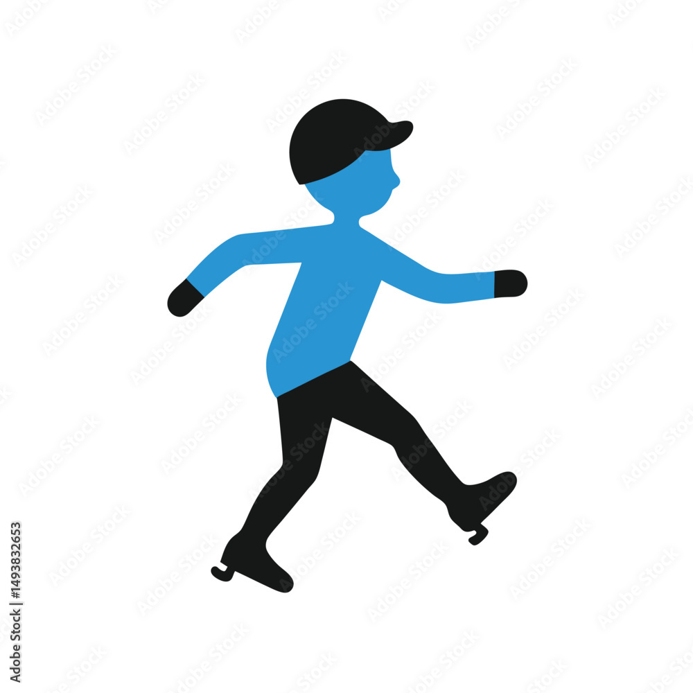 Ice Skating Child Silhouette for Winter Sports Ice Skating Child Silhouette for Winter Sports